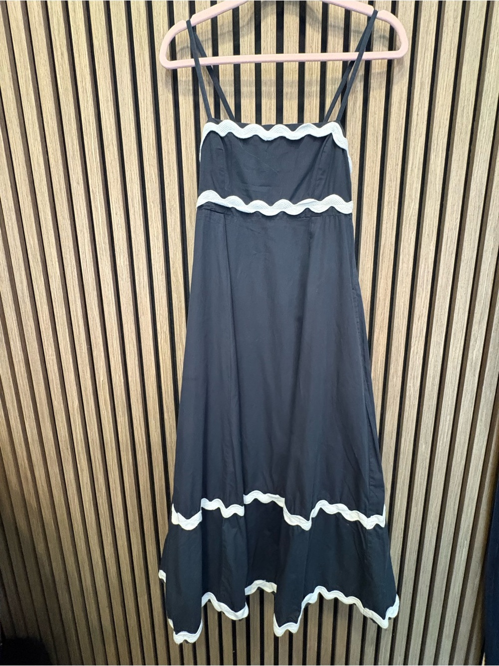 Black Midi Sundress with White Trim